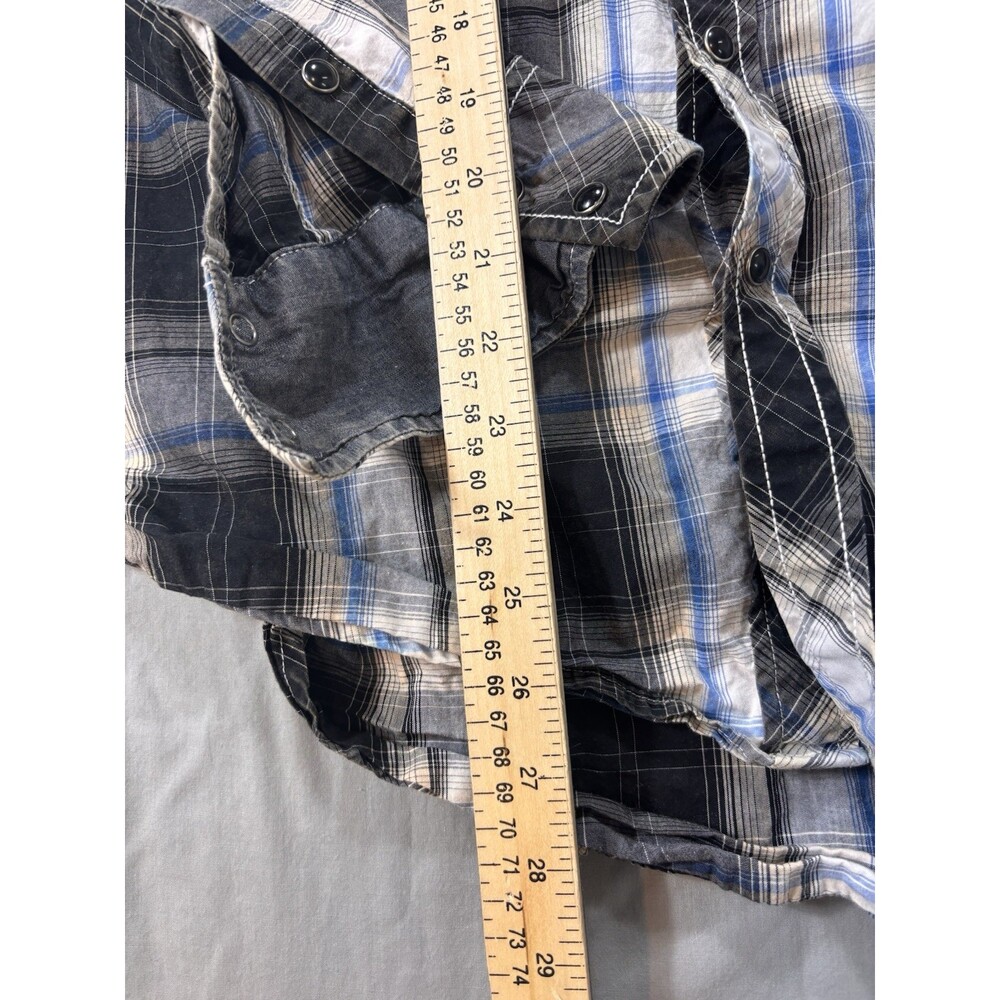 Rock & Roll Cowboy Shirt Mens Large Purple Plaid Pearl Snap Western Cowboy - Picture 6 of 10